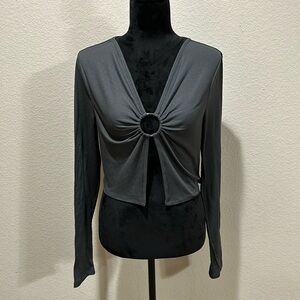 Gray Long Sleeve Top